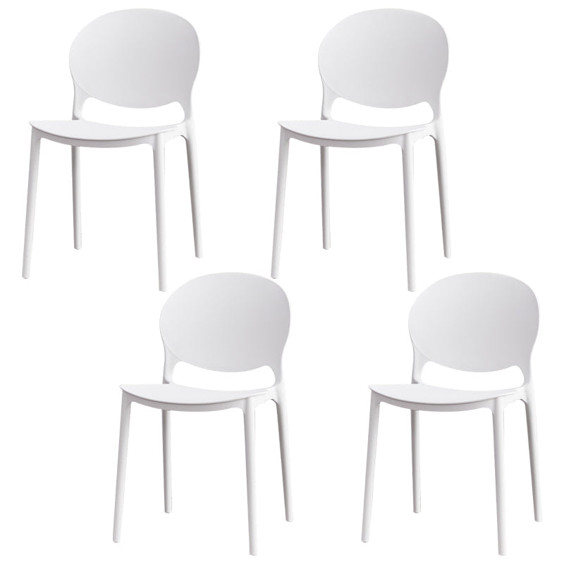 Modern Plastic Chair Kitchen Open Back Dining Side Furniture in Matte Finish White 4 Piece Set Clearhalo 'Dining Chairs' 'Dining Tables & Seating' 'dining_chair' 'furn' 'furn_dining_chair' 'Furniture' 'Kitchen & Dining Furniture' 5465175