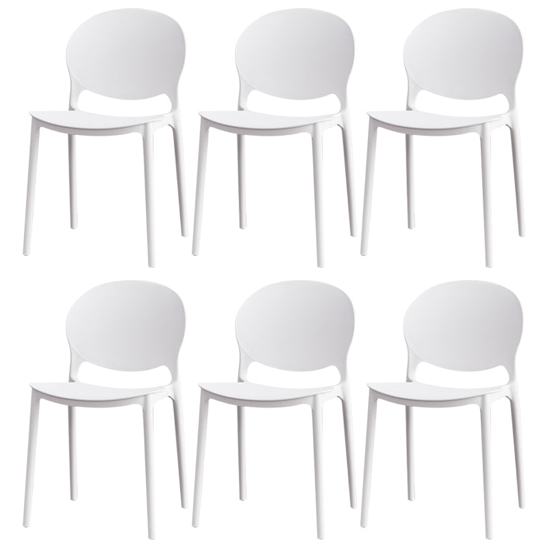 Modern Plastic Chair Kitchen Open Back Dining Side Furniture in Matte Finish White 6 Piece Set Clearhalo 'Dining Chairs' 'Dining Tables & Seating' 'dining_chair' 'furn' 'furn_dining_chair' 'Furniture' 'Kitchen & Dining Furniture' 5465177