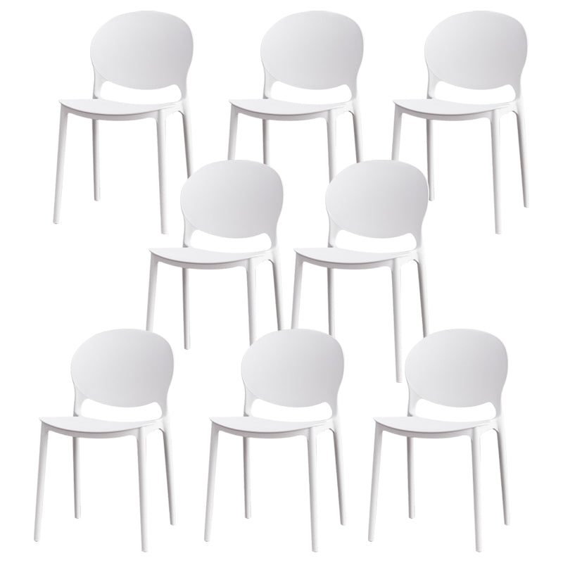 Modern Plastic Chair Kitchen Open Back Dining Side Furniture in Matte Finish White 8 Piece Set Clearhalo 'Dining Chairs' 'Dining Tables & Seating' 'dining_chair' 'furn' 'furn_dining_chair' 'Furniture' 'Kitchen & Dining Furniture' 5465180