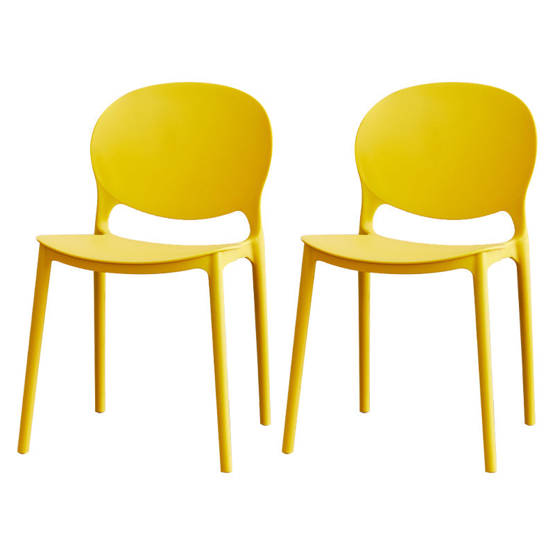 Modern Plastic Chair Kitchen Open Back Dining Side Furniture in Matte Finish Yellow 2 Piece Set Clearhalo 'Dining Chairs' 'Dining Tables & Seating' 'dining_chair' 'furn' 'furn_dining_chair' 'Furniture' 'Kitchen & Dining Furniture' 5465182