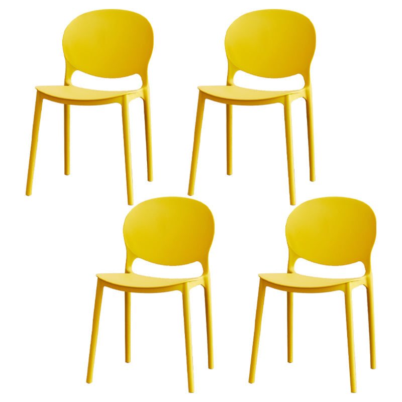 Modern Plastic Chair Kitchen Open Back Dining Side Furniture in Matte Finish Yellow 4 Piece Set Clearhalo 'Dining Chairs' 'Dining Tables & Seating' 'dining_chair' 'furn' 'furn_dining_chair' 'Furniture' 'Kitchen & Dining Furniture' 5465183