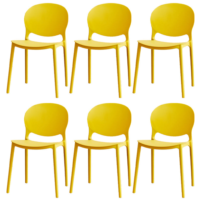 Modern Plastic Chair Kitchen Open Back Dining Side Furniture in Matte Finish Yellow 6 Piece Set Clearhalo 'Dining Chairs' 'Dining Tables & Seating' 'dining_chair' 'furn' 'furn_dining_chair' 'Furniture' 'Kitchen & Dining Furniture' 5465185