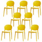 Modern Plastic Chair Kitchen Open Back Dining Side Furniture in Matte Finish Yellow 8 Piece Set Clearhalo 'Dining Chairs' 'Dining Tables & Seating' 'dining_chair' 'furn' 'furn_dining_chair' 'Furniture' 'Kitchen & Dining Furniture' 5465186