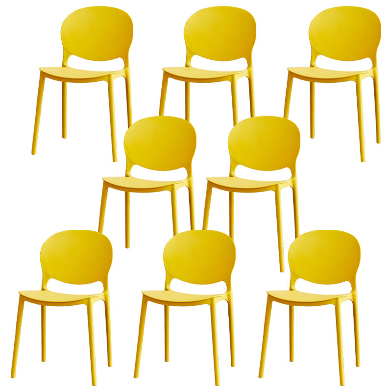 Modern Plastic Chair Kitchen Open Back Dining Side Furniture in Matte Finish Yellow 8 Piece Set Clearhalo 'Dining Chairs' 'Dining Tables & Seating' 'dining_chair' 'furn' 'furn_dining_chair' 'Furniture' 'Kitchen & Dining Furniture' 5465186