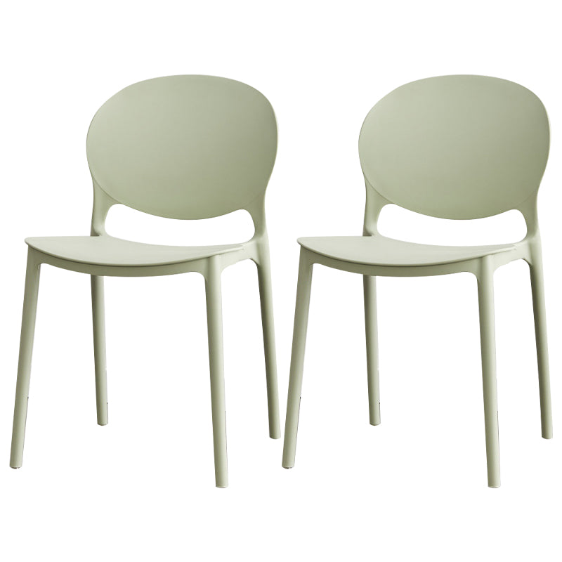 Modern Plastic Chair Kitchen Open Back Dining Side Furniture in Matte Finish Green 2 Piece Set Clearhalo 'Dining Chairs' 'Dining Tables & Seating' 'dining_chair' 'furn' 'furn_dining_chair' 'Furniture' 'Kitchen & Dining Furniture' 5465187