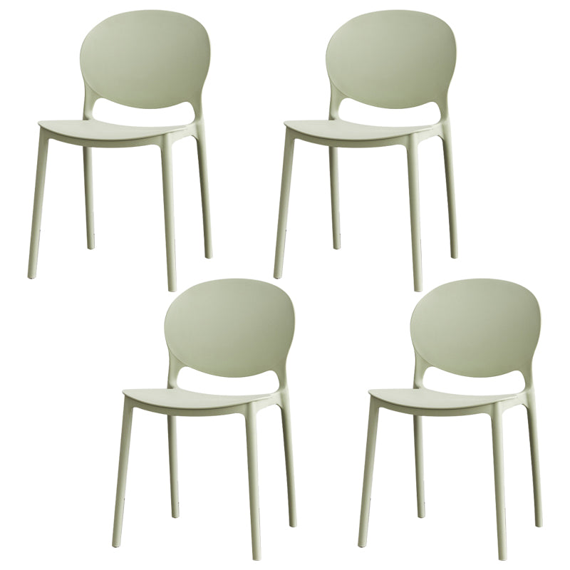 Modern Plastic Chair Kitchen Open Back Dining Side Furniture in Matte Finish Green 4 Piece Set Clearhalo 'Dining Chairs' 'Dining Tables & Seating' 'dining_chair' 'furn' 'furn_dining_chair' 'Furniture' 'Kitchen & Dining Furniture' 5465188