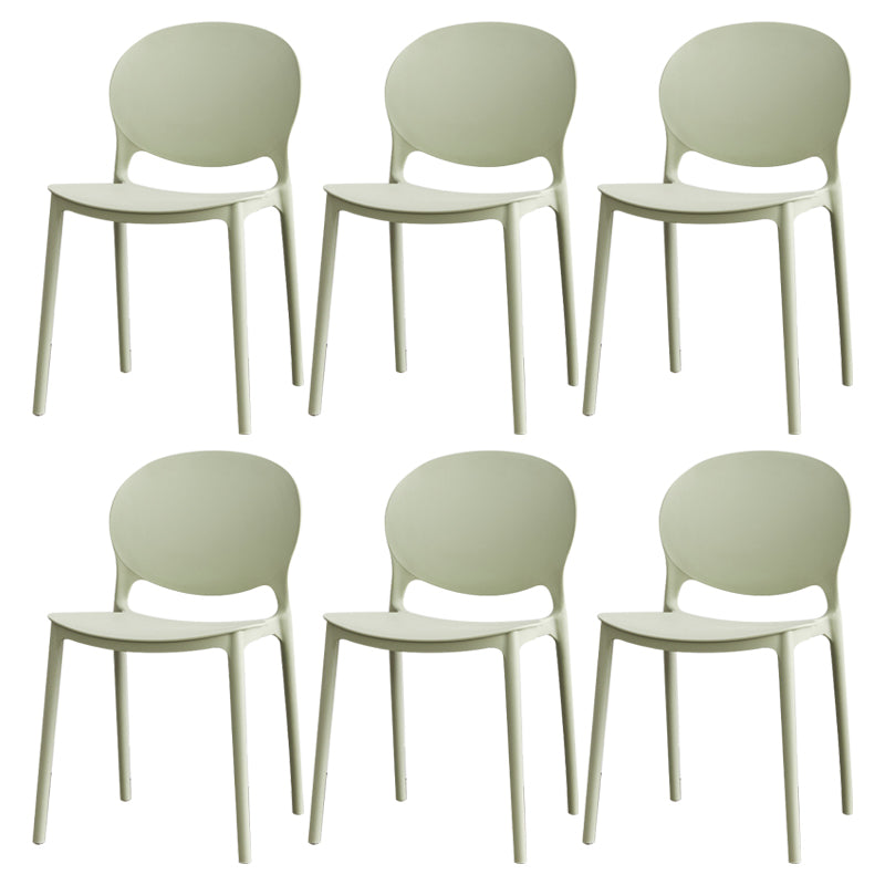 Modern Plastic Chair Kitchen Open Back Dining Side Furniture in Matte Finish Green 6 Piece Set Clearhalo 'Dining Chairs' 'Dining Tables & Seating' 'dining_chair' 'furn' 'furn_dining_chair' 'Furniture' 'Kitchen & Dining Furniture' 5465189
