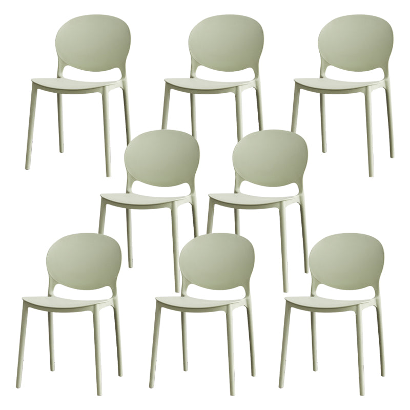 Modern Plastic Chair Kitchen Open Back Dining Side Furniture in Matte Finish Green 8 Piece Set Clearhalo 'Dining Chairs' 'Dining Tables & Seating' 'dining_chair' 'furn' 'furn_dining_chair' 'Furniture' 'Kitchen & Dining Furniture' 5465190