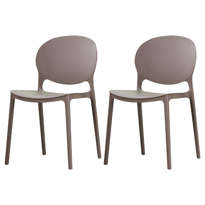 Modern Plastic Chair Kitchen Open Back Dining Side Furniture in Matte Finish Coffee 2 Piece Set Clearhalo 'Dining Chairs' 'Dining Tables & Seating' 'dining_chair' 'furn' 'furn_dining_chair' 'Furniture' 'Kitchen & Dining Furniture' 5465191