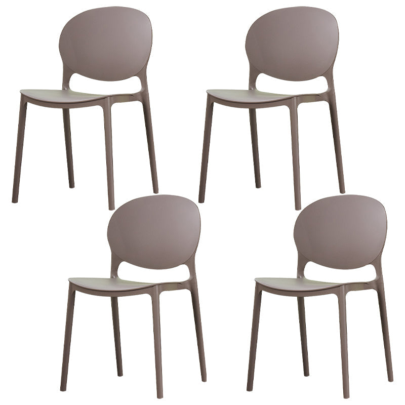 Modern Plastic Chair Kitchen Open Back Dining Side Furniture in Matte Finish Coffee 4 Piece Set Clearhalo 'Dining Chairs' 'Dining Tables & Seating' 'dining_chair' 'furn' 'furn_dining_chair' 'Furniture' 'Kitchen & Dining Furniture' 5465192