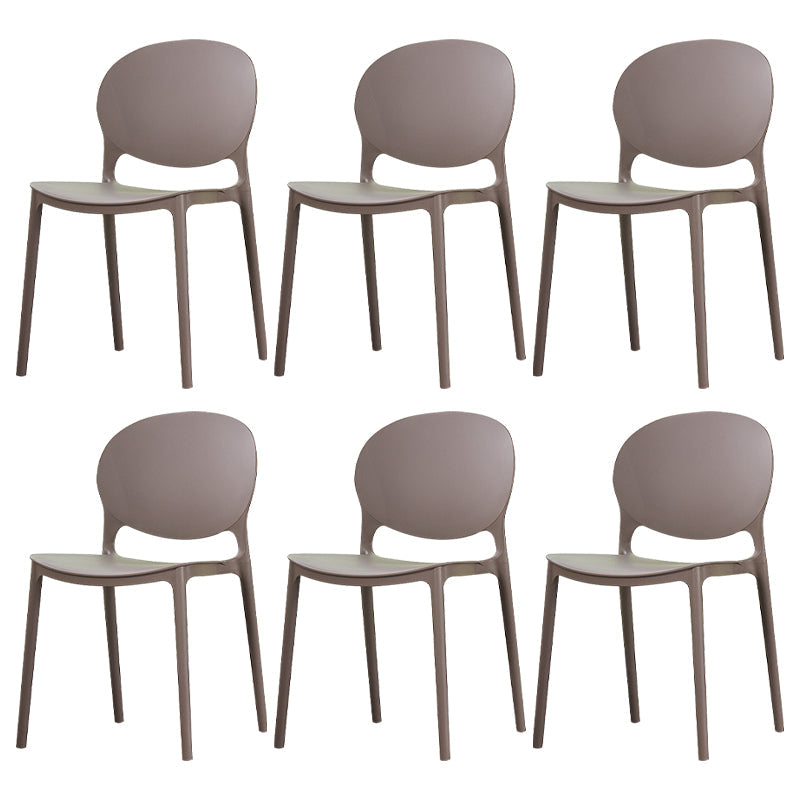 Modern Plastic Chair Kitchen Open Back Dining Side Furniture in Matte Finish Coffee 6 Piece Set Clearhalo 'Dining Chairs' 'Dining Tables & Seating' 'dining_chair' 'furn' 'furn_dining_chair' 'Furniture' 'Kitchen & Dining Furniture' 5465193