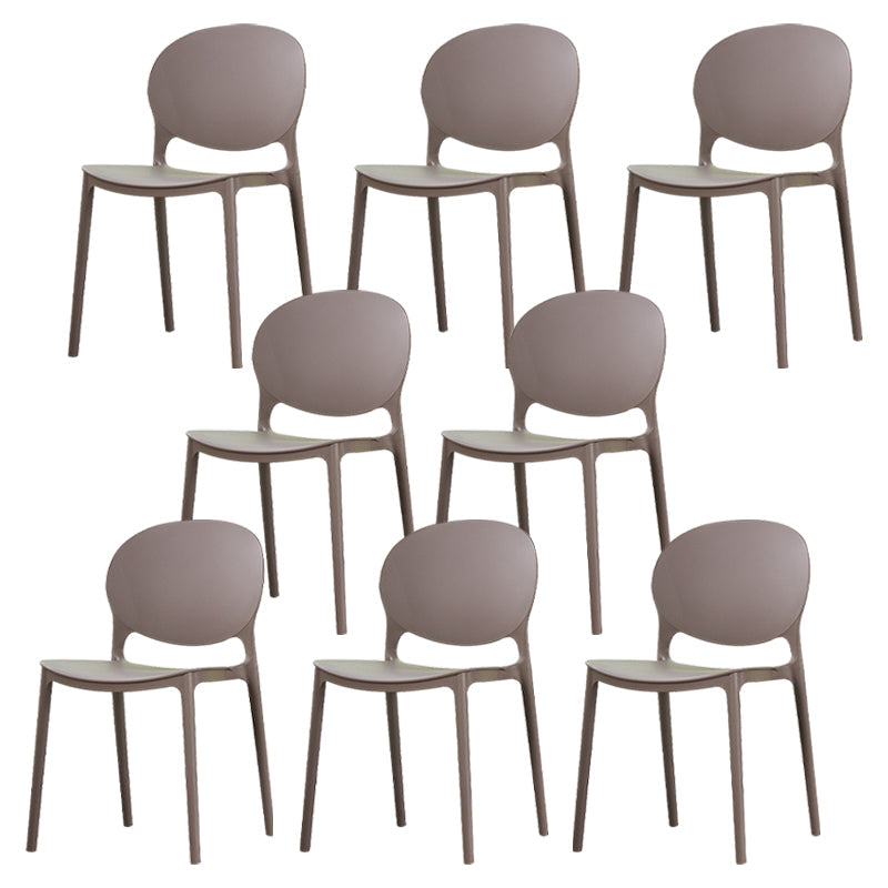 Modern Plastic Chair Kitchen Open Back Dining Side Furniture in Matte Finish Coffee 8 Piece Set Clearhalo 'Dining Chairs' 'Dining Tables & Seating' 'dining_chair' 'furn' 'furn_dining_chair' 'Furniture' 'Kitchen & Dining Furniture' 5465194