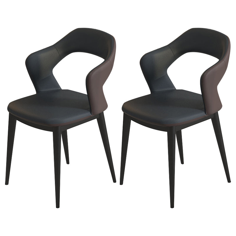 Modern Style Faux Leather Dining Side Chairs Open Back Dining Side Chair Black 2 Piece Set Clearhalo 'Dining Chairs' 'Dining Tables & Seating' 'dining_chair' 'furn' 'furn_dining_chair' 'Furniture' 'Kitchen & Dining Furniture' 5465285