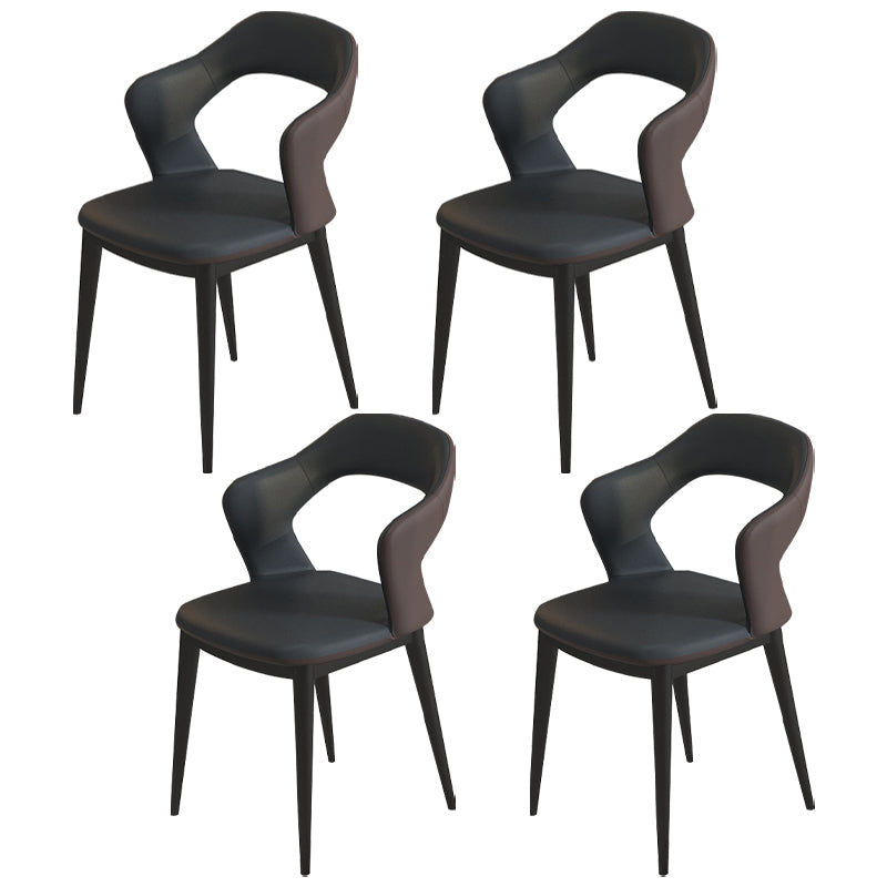 Modern Style Faux Leather Dining Side Chairs Open Back Dining Side Chair Black 4 Piece Set Clearhalo 'Dining Chairs' 'Dining Tables & Seating' 'dining_chair' 'furn' 'furn_dining_chair' 'Furniture' 'Kitchen & Dining Furniture' 5465286
