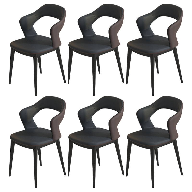 Modern Style Faux Leather Dining Side Chairs Open Back Dining Side Chair Black 6 Piece Set Clearhalo 'Dining Chairs' 'Dining Tables & Seating' 'dining_chair' 'furn' 'furn_dining_chair' 'Furniture' 'Kitchen & Dining Furniture' 5465288