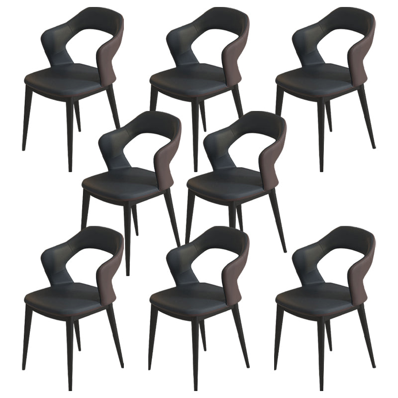 Modern Style Faux Leather Dining Side Chairs Open Back Dining Side Chair Black 8 Piece Set Clearhalo 'Dining Chairs' 'Dining Tables & Seating' 'dining_chair' 'furn' 'furn_dining_chair' 'Furniture' 'Kitchen & Dining Furniture' 5465291