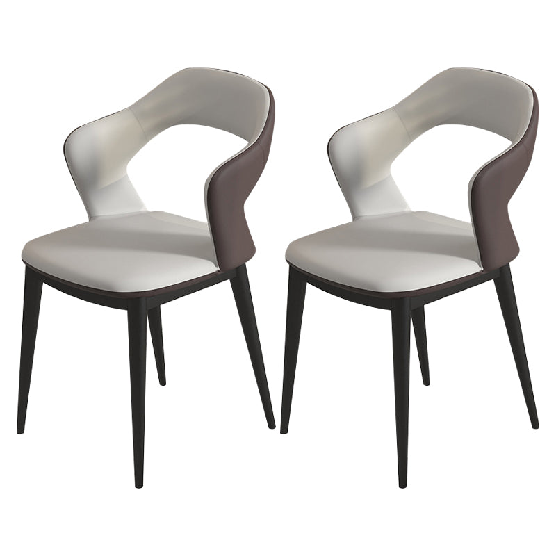 Modern Style Faux Leather Dining Side Chairs Open Back Dining Side Chair Grey 2 Piece Set Clearhalo 'Dining Chairs' 'Dining Tables & Seating' 'dining_chair' 'furn' 'furn_dining_chair' 'Furniture' 'Kitchen & Dining Furniture' 5465292