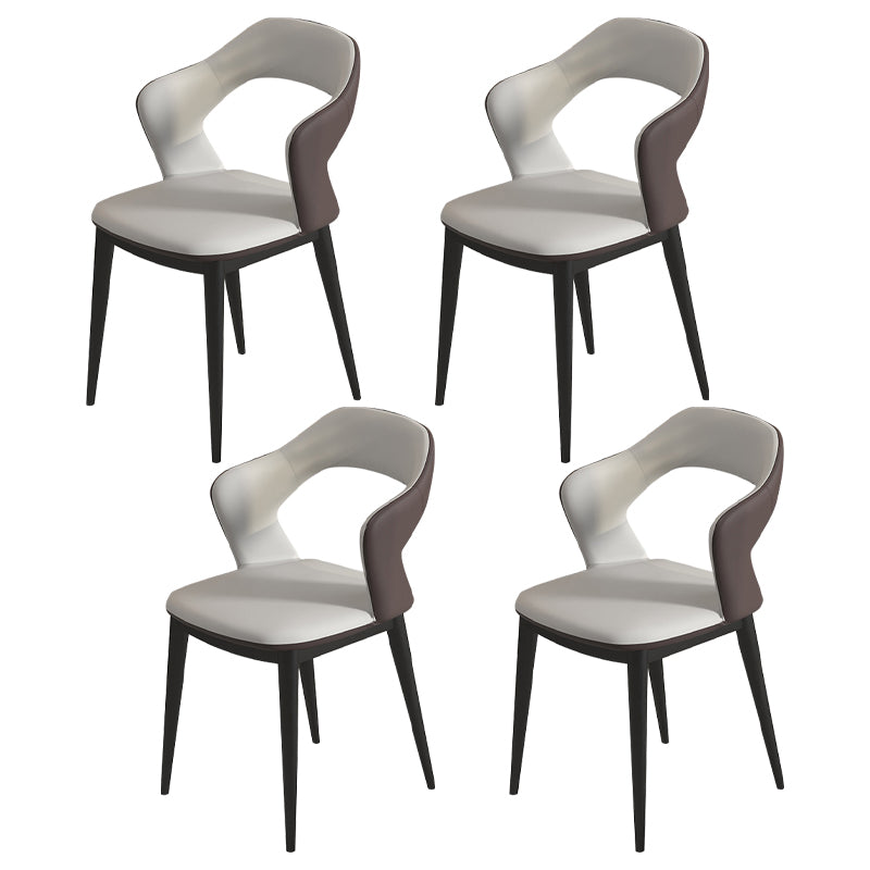 Modern Style Faux Leather Dining Side Chairs Open Back Dining Side Chair Grey 4 Piece Set Clearhalo 'Dining Chairs' 'Dining Tables & Seating' 'dining_chair' 'furn' 'furn_dining_chair' 'Furniture' 'Kitchen & Dining Furniture' 5465295