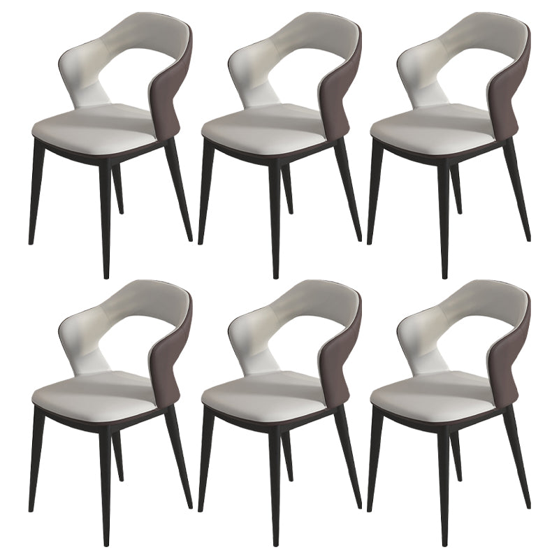 Modern Style Faux Leather Dining Side Chairs Open Back Dining Side Chair Grey 6 Piece Set Clearhalo 'Dining Chairs' 'Dining Tables & Seating' 'dining_chair' 'furn' 'furn_dining_chair' 'Furniture' 'Kitchen & Dining Furniture' 5465296