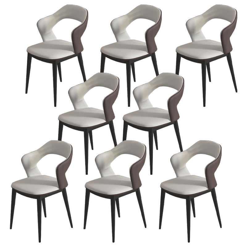 Modern Style Faux Leather Dining Side Chairs Open Back Dining Side Chair Grey 8 Piece Set Clearhalo 'Dining Chairs' 'Dining Tables & Seating' 'dining_chair' 'furn' 'furn_dining_chair' 'Furniture' 'Kitchen & Dining Furniture' 5465298