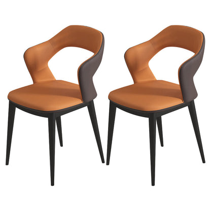 Modern Style Faux Leather Dining Side Chairs Open Back Dining Side Chair Orange 2 Piece Set Clearhalo 'Dining Chairs' 'Dining Tables & Seating' 'dining_chair' 'furn' 'furn_dining_chair' 'Furniture' 'Kitchen & Dining Furniture' 5465299
