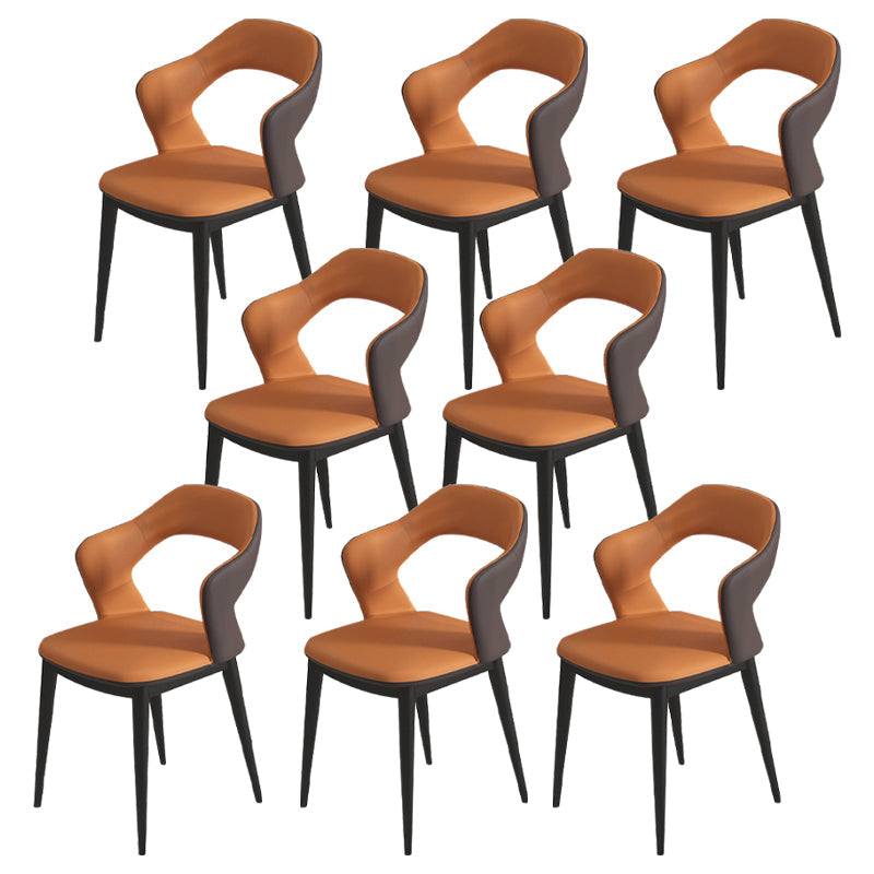 Modern Style Faux Leather Dining Side Chairs Open Back Dining Side Chair Orange 8 Piece Set Clearhalo 'Dining Chairs' 'Dining Tables & Seating' 'dining_chair' 'furn' 'furn_dining_chair' 'Furniture' 'Kitchen & Dining Furniture' 5465302