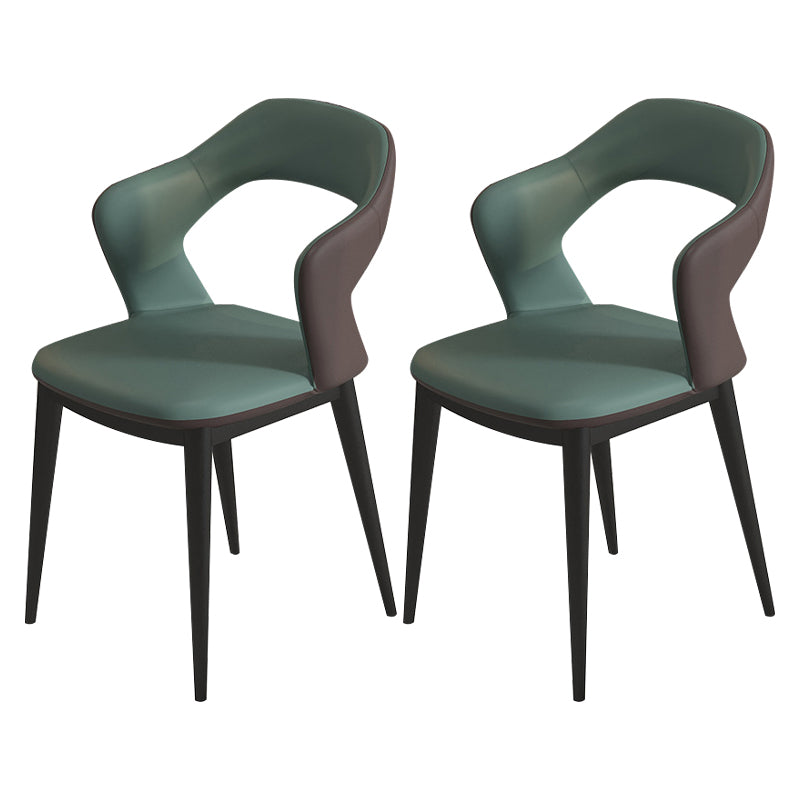 Modern Style Faux Leather Dining Side Chairs Open Back Dining Side Chair Green 2 Piece Set Clearhalo 'Dining Chairs' 'Dining Tables & Seating' 'dining_chair' 'furn' 'furn_dining_chair' 'Furniture' 'Kitchen & Dining Furniture' 5465303
