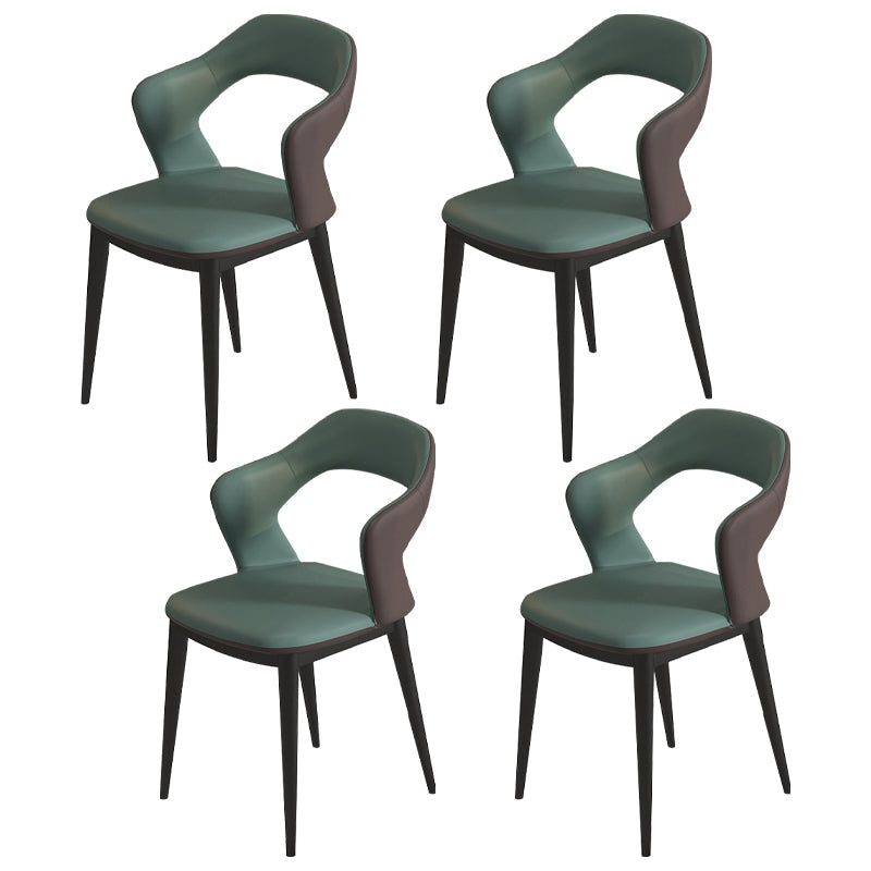 Modern Style Faux Leather Dining Side Chairs Open Back Dining Side Chair Green 4 Piece Set Clearhalo 'Dining Chairs' 'Dining Tables & Seating' 'dining_chair' 'furn' 'furn_dining_chair' 'Furniture' 'Kitchen & Dining Furniture' 5465304