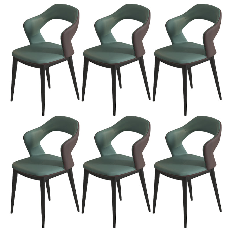 Modern Style Faux Leather Dining Side Chairs Open Back Dining Side Chair Green 6 Piece Set Clearhalo 'Dining Chairs' 'Dining Tables & Seating' 'dining_chair' 'furn' 'furn_dining_chair' 'Furniture' 'Kitchen & Dining Furniture' 5465305