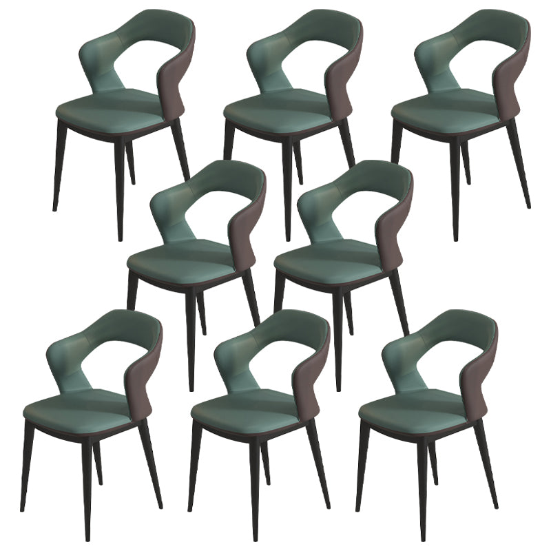 Modern Style Faux Leather Dining Side Chairs Open Back Dining Side Chair Green 8 Piece Set Clearhalo 'Dining Chairs' 'Dining Tables & Seating' 'dining_chair' 'furn' 'furn_dining_chair' 'Furniture' 'Kitchen & Dining Furniture' 5465306