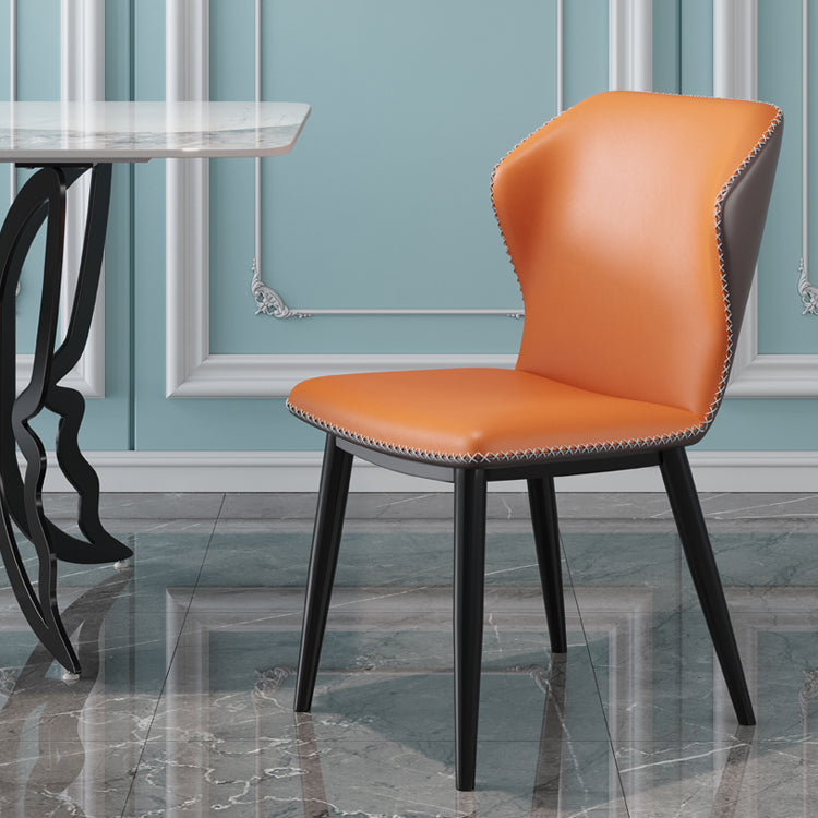 Industrial Metal Dining Room Chair Faux Leather Dining Chair for Restaurant Use