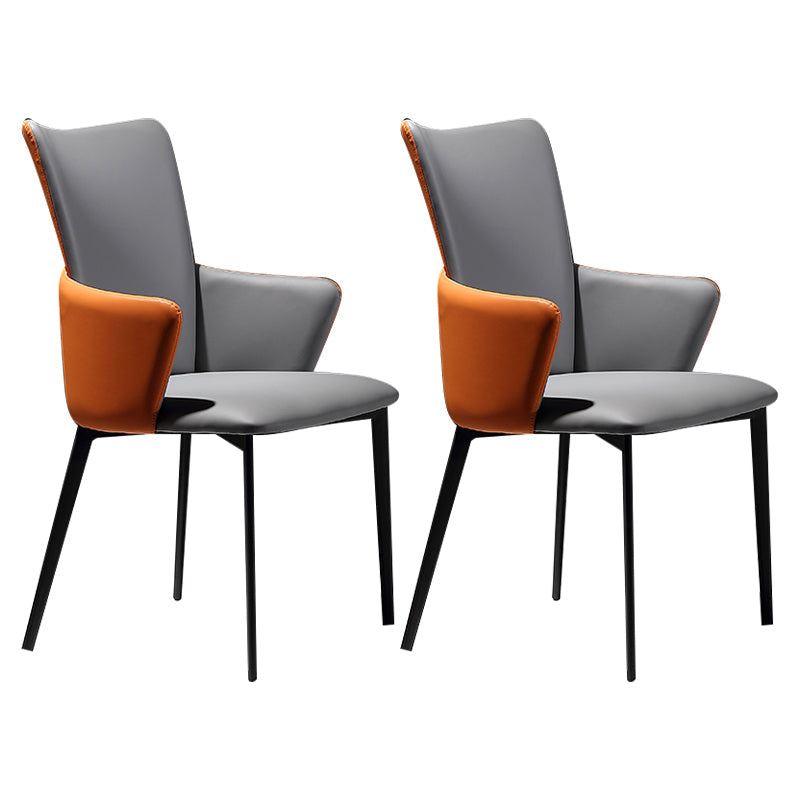 Modern Style Faux Leather Dining Side Chairs Upholstered Side Chairs for Restaurant Use Grey 2 Piece Set Clearhalo 'Dining Chairs' 'Dining Tables & Seating' 'dining_chair' 'furn' 'furn_dining_chair' 'Furniture' 'Kitchen & Dining Furniture' 5465514