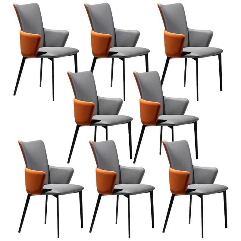 Modern Style Faux Leather Dining Side Chairs Upholstered Side Chairs for Restaurant Use Grey 8 Piece Set Clearhalo 'Dining Chairs' 'Dining Tables & Seating' 'dining_chair' 'furn' 'furn_dining_chair' 'Furniture' 'Kitchen & Dining Furniture' 5465520