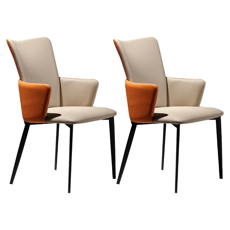 Modern Style Faux Leather Dining Side Chairs Upholstered Side Chairs for Restaurant Use Beige 2 Piece Set Clearhalo 'Dining Chairs' 'Dining Tables & Seating' 'dining_chair' 'furn' 'furn_dining_chair' 'Furniture' 'Kitchen & Dining Furniture' 5465522