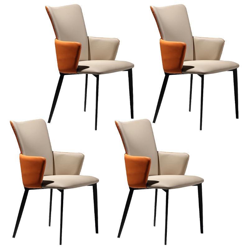 Modern Style Faux Leather Dining Side Chairs Upholstered Side Chairs for Restaurant Use Beige 4 Piece Set Clearhalo 'Dining Chairs' 'Dining Tables & Seating' 'dining_chair' 'furn' 'furn_dining_chair' 'Furniture' 'Kitchen & Dining Furniture' 5465523