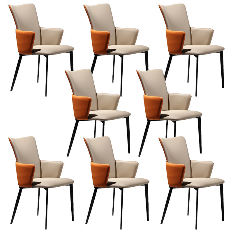 Modern Style Faux Leather Dining Side Chairs Upholstered Side Chairs for Restaurant Use Beige 8 Piece Set Clearhalo 'Dining Chairs' 'Dining Tables & Seating' 'dining_chair' 'furn' 'furn_dining_chair' 'Furniture' 'Kitchen & Dining Furniture' 5465527