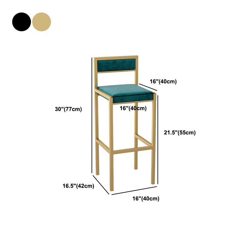 Moderno sgabello da pranzo in ferro posteriore senza braccio sgabello da bar con cuscino di velluto