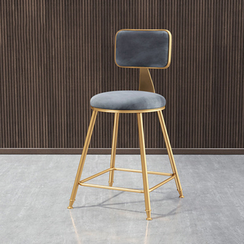 Nordic Glam Bar Stool Round Bar Stool for Home with Metal Legs