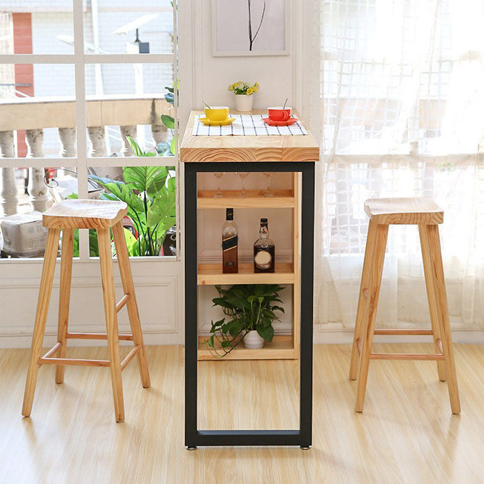 Mesa de barra de madera maciza rectangular de lujo Juego de mesa 1/2/3 piezas de mostrador con taburetes sin espalda