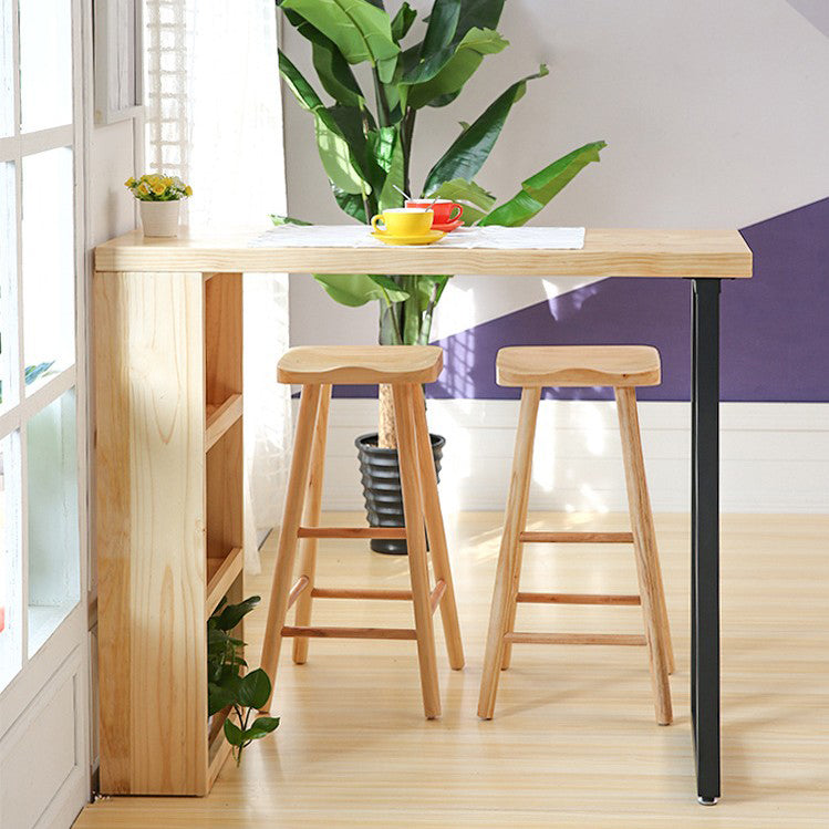Mesa de barra de madera maciza rectangular de lujo Juego de mesa 1/2/3 piezas de mostrador con taburetes sin espalda