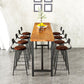 Solid Wood Top Rectangular Bar Table Luxurious Bistro Table with Black Trestle Base