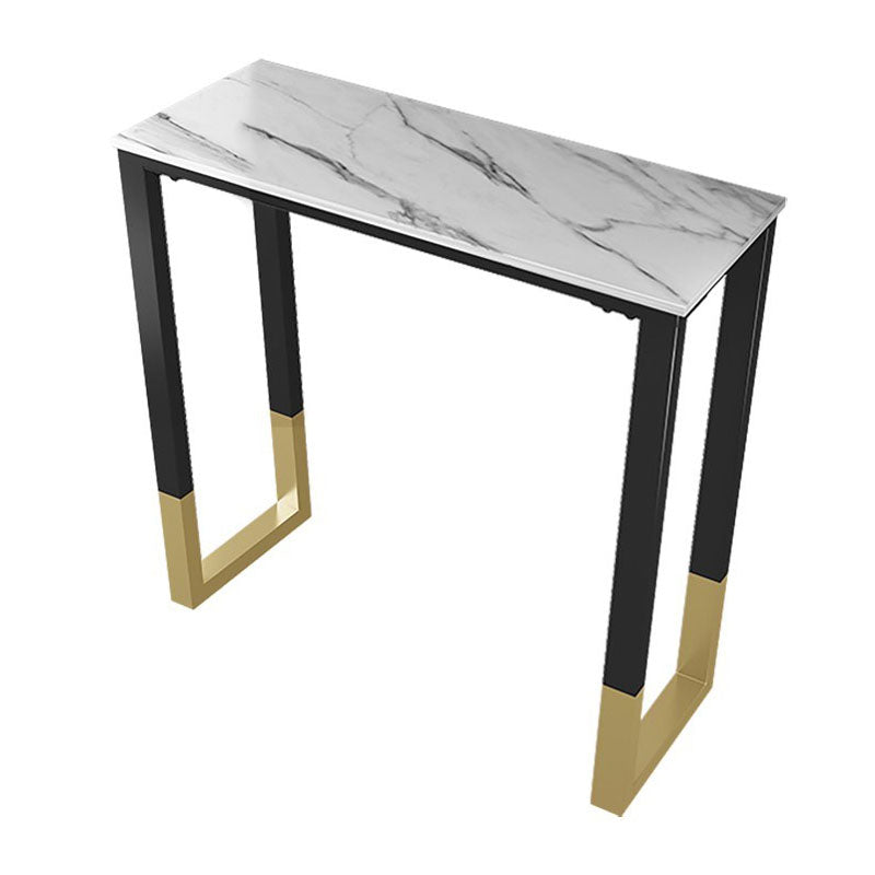 Tavolo da bar rettangolare in pietra sinterizzato tavolo da bistrot industriale con doppio piedistallo