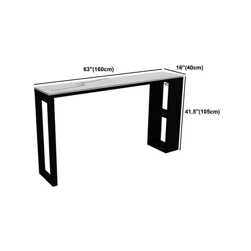 Sintered Stone Top Rectangular Bar Table Modern Bistro Table with Storage Double Pedestal Clearhalo 'Bar Furniture' 'Bar Tables' 'bar_tables' 'furn' 'furn_bar_tables' 'Furniture' 'Kitchen & Dining Furniture' 5465779