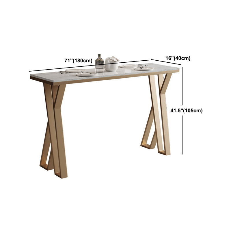 Tavolo da tavolo da barra di marmo artificiale rettangolare tavolo da bistrot lussuoso con doppio piedistallo
