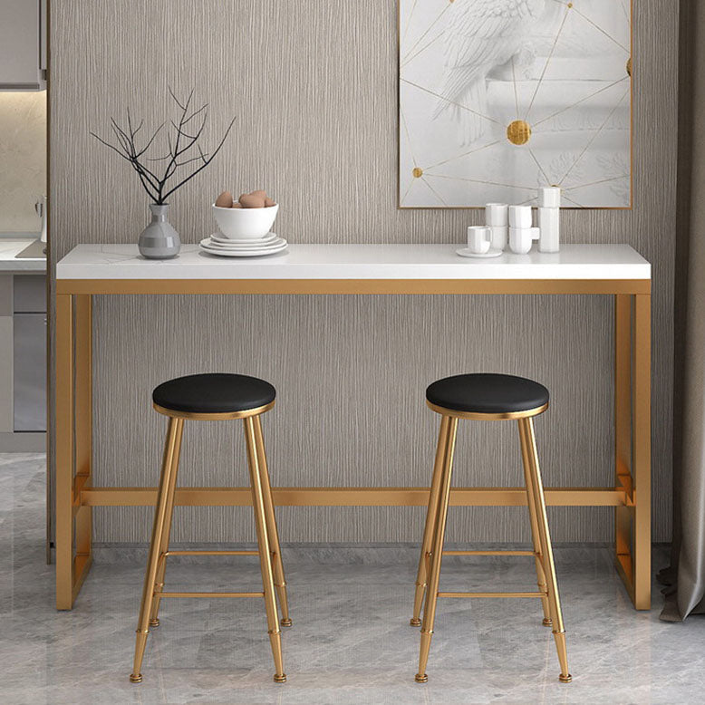 Tavolo da pub rettangolare in tavolo da bistrot lussuoso bianco con base di cavalletto in metallo