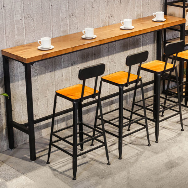 Pine Wood Top Rectangular Bar Table Industrial Pub Table with Metal Trestle Base Clearhalo 'Bar Furniture' 'Bar Tables' 'bar_tables' 'furn' 'furn_bar_tables' 'Furniture' 'Kitchen & Dining Furniture' 5465850