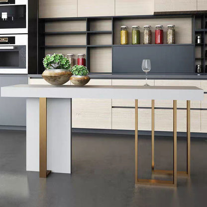White Marble Top Bar Table Glam Metal and Stone Frame Pub Table Without Chairs Clearhalo 'Bar Furniture' 'Bar Tables' 'bar_tables' 'furn' 'furn_bar_tables' 'Furniture' 'Kitchen & Dining Furniture' 5465883
