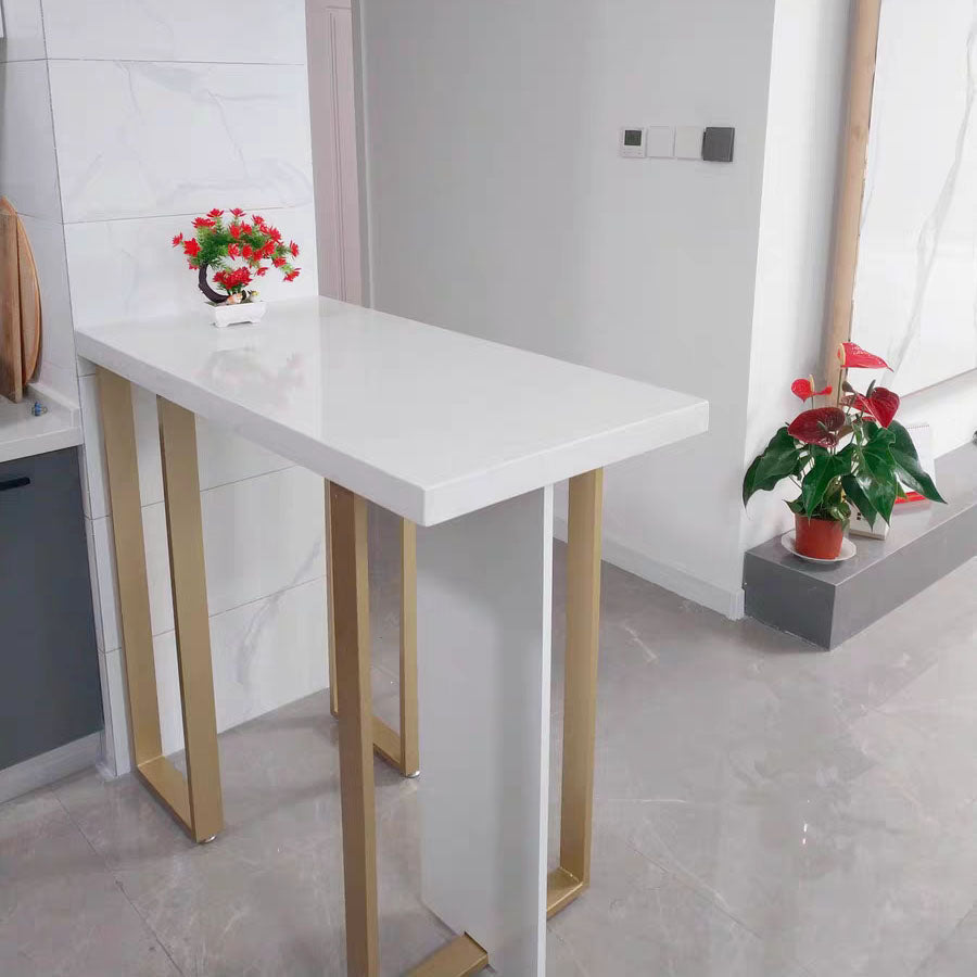 White Marble Top Bar Table Glam Metal and Stone Frame Pub Table Clearhalo 'Bar Furniture' 'Bar Tables' 'bar_tables' 'furn' 'furn_bar_tables' 'Furniture' 'Kitchen & Dining Furniture' 5465887