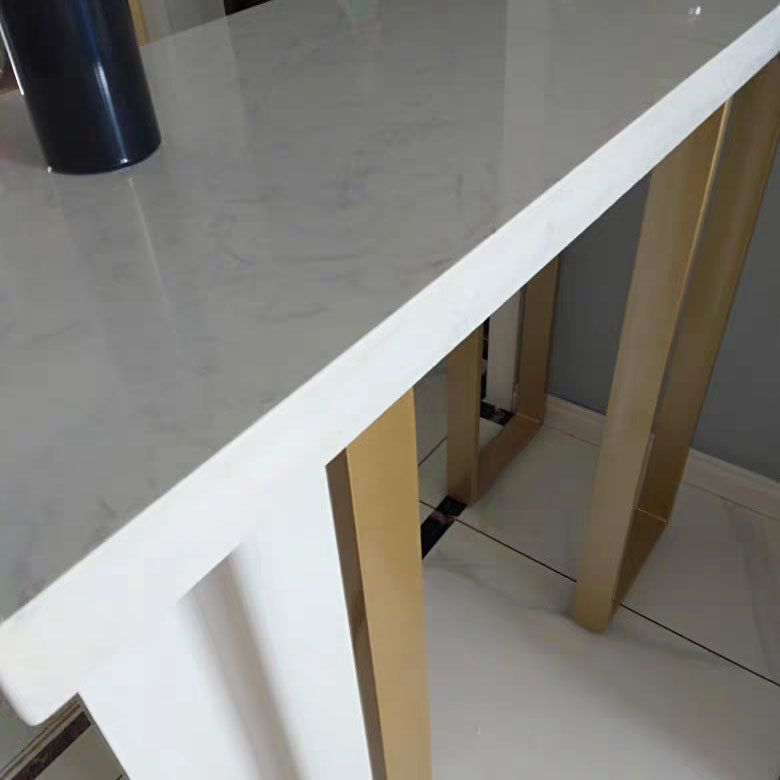 White Marble Top Bar Table Glam Metal and Stone Frame Pub Table Clearhalo 'Bar Furniture' 'Bar Tables' 'bar_tables' 'furn' 'furn_bar_tables' 'Furniture' 'Kitchen & Dining Furniture' 5465889