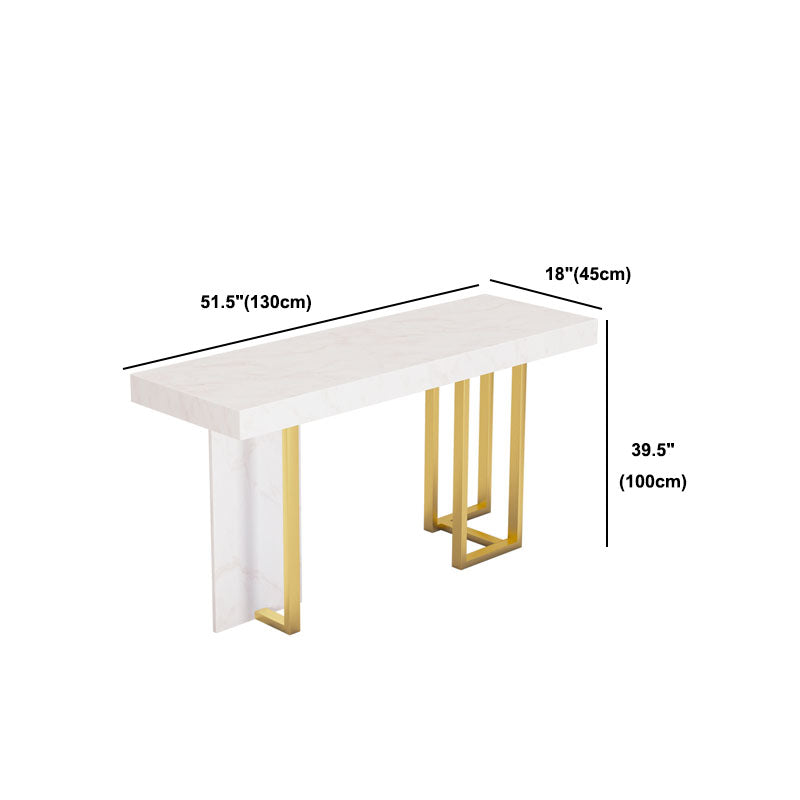 White Marble Top Bar Table Glam Metal and Stone Frame Pub Table Clearhalo 'Bar Furniture' 'Bar Tables' 'bar_tables' 'furn' 'furn_bar_tables' 'Furniture' 'Kitchen & Dining Furniture' 5465891
